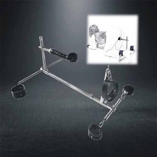 Stainless Steel Bar Spreader with Dildo, Hand and Foot and Collar Bondage, BDSM Gear Kits