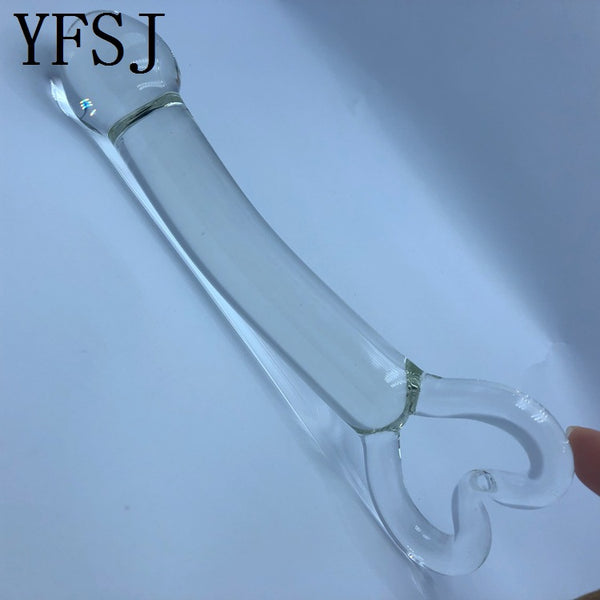 Cute Shaped Glass Dildo - heart handle