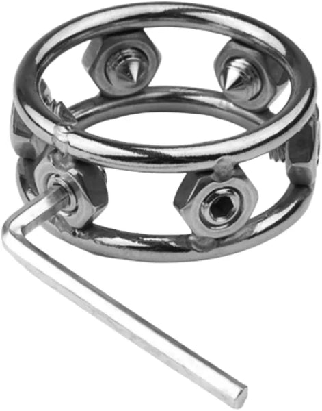 Stainless Steel Spikes Screw Locking Penis Ring,Chastity Device Cock Ring