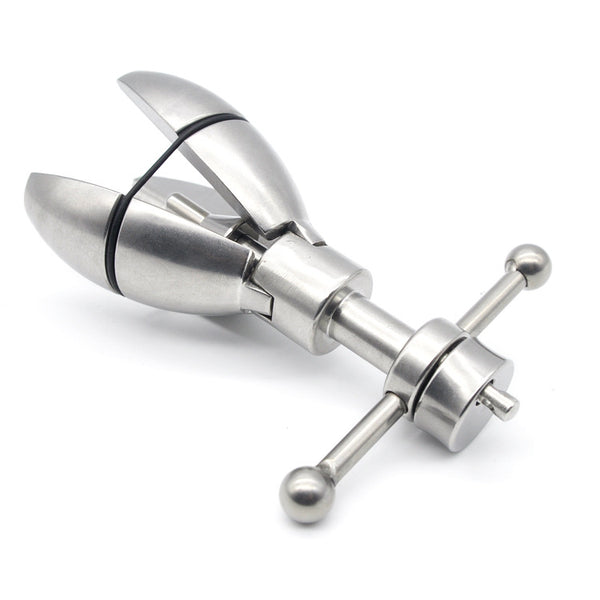 Stainless Steel Anal Dilator Locking Butt Plug, Solid Petals Anal Lock Chastity Devices