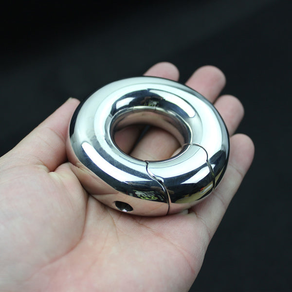 Stainless Steel Scrotum Pendant Penis Cock Ring Restraint Chastity Device Testicle Penis Training Custom Sized