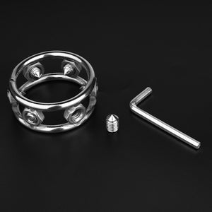 Stainless Steel Spikes Screw Locking Penis Ring,Chastity Device Cock Ring