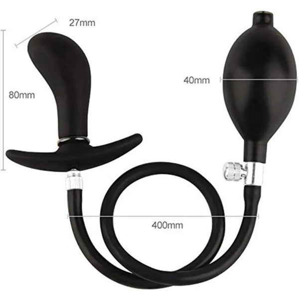 Inflatable Anus Plug Adjustable Anal Massager Anus Stopper with Inbuilt Steel Ball & Removable Needle