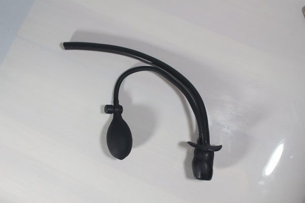 Panel Gag Harness (Inflatable) - Leather - Mature - Latex Pump - BDSM