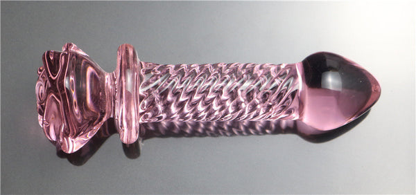 Pink Rose Flower Crystal Glass Dildo Vagina Masturbation Dildo Plug Sensual Oral Sex Toy For Women
