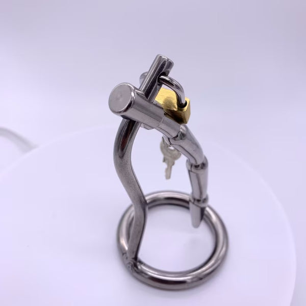 Stainless Steel Male Chastity Device with Urinary Plug,SM Cock Cage
