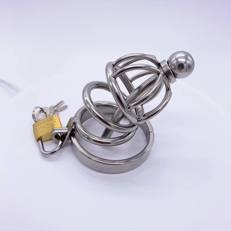 Male Long Chastity Device with Catheter New Lock