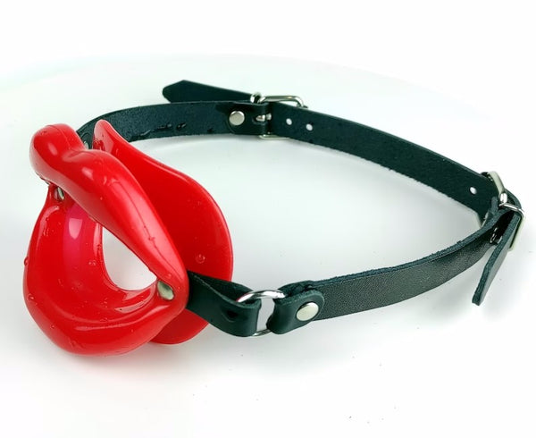 Oral Mouth Gag-Lip Shape mouth gag- Silicone Gag-Leather mouth gag-Oral Sex SM Mouth -Sex Toy Roll Games- Mouth gag Oral-Leather Fixation
