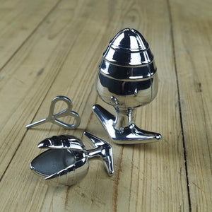 Stainless Steel Anal Dilator Locking Butt Plug, Solid Petals Anal Lock Chastity Devices, 3 Sizes optional