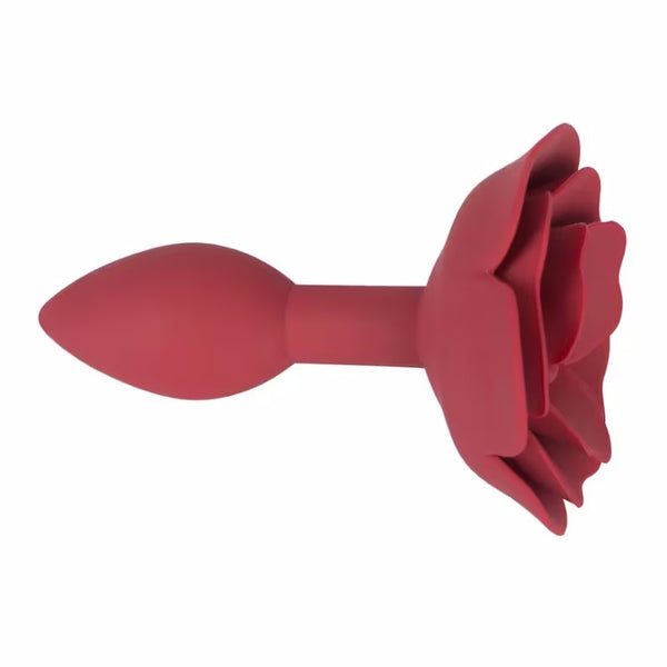 Butt plug "Rose Butt Plug" with rose blossom as stopper for anus stimulation and stretching, silicone butt plug