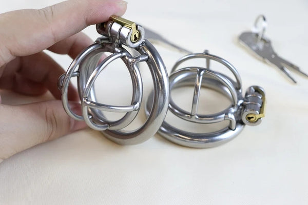 Male Trumpet Tube Chastity Device, Screw Lock Ring Short Cage, Super Small Chastity Cage With Urethral Plug Dilator