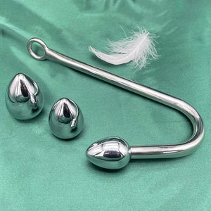 Stainless Steel Anal Hook With Three Ball (Small \ Medium \ Large) , Butt Plug , Anal Hook Bondage , Sex Toy Fetish , Slave , BDSM , Mature
