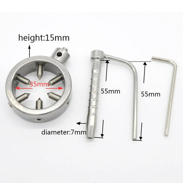 Male chastity Cage Belt Urethral Catheter Dilator with Screw Teeth
