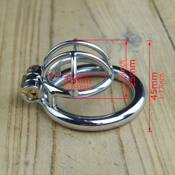 Chastity Device With Spiked Ring Stainless Steel Penis Cock Cage Micro Penis Locking Sex Toy For Men