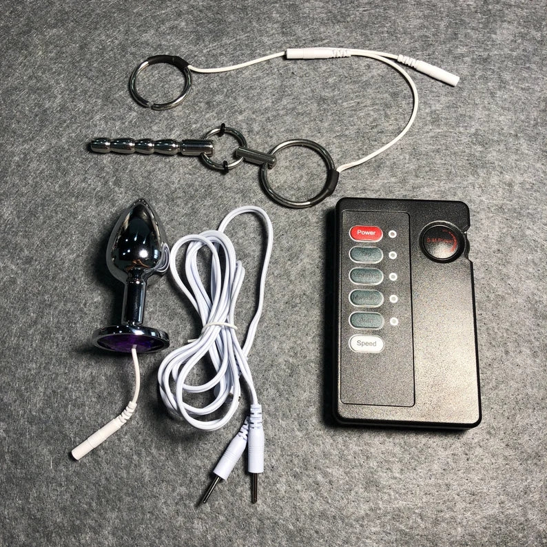 Electric Shock E Stim Kit Catheter Urethral Sound and Anal Plug Electrosex Toy Gear