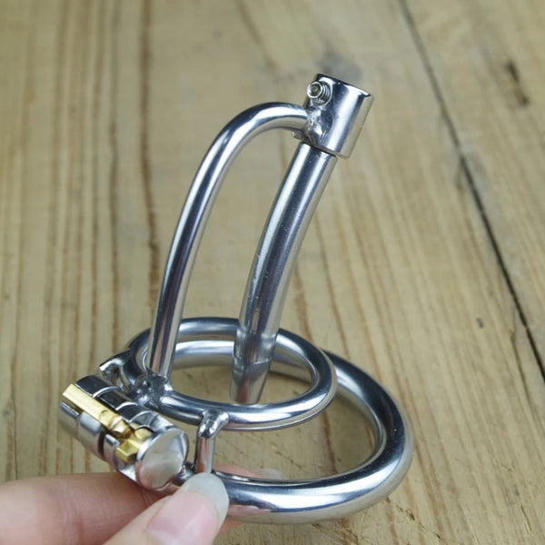 Male Chastity Cock Cage With Urethral Sounds Stainless Steel Tiny Penis Lock Ring Chastity Device For Men