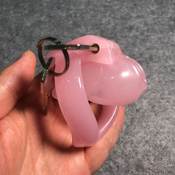 Pink Male Chastity Device Belt SM Cock Ring 4 Ring