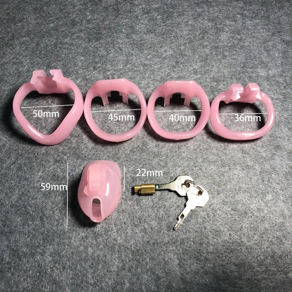 Pink Male Chastity Device Belt SM Cock Ring 4 Ring