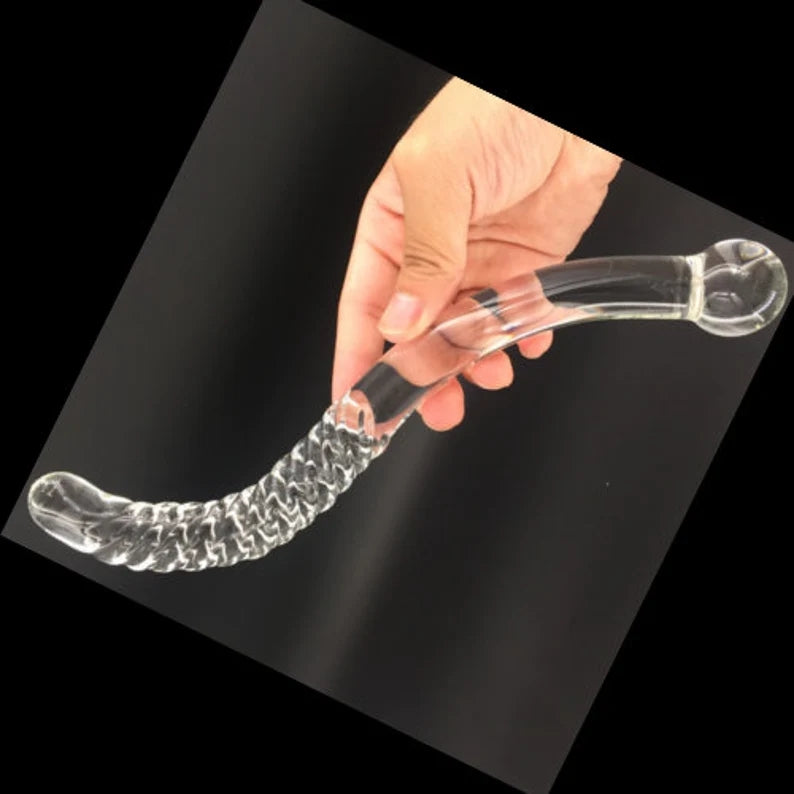 Glass Sex Toy For Women Men,Glass Dildo With Balls,Long Glass Dildo