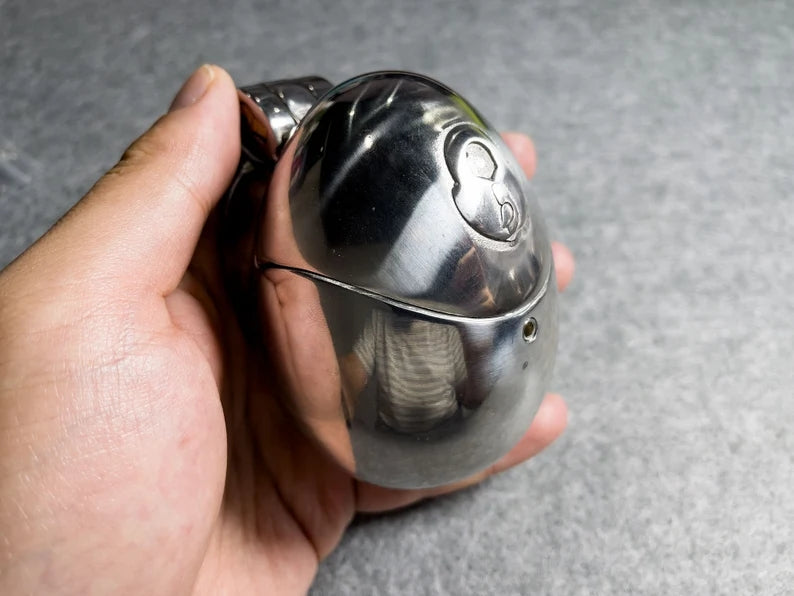 Stainless Steel Male Egg-Type Fully Restraint Chastity Device Cage Bondage