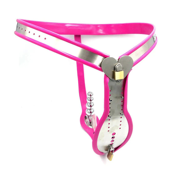Male Chastity Belt WithHeart,Chastity Device For Men With Urination Catheter,Pink Sissy Chastity Belt