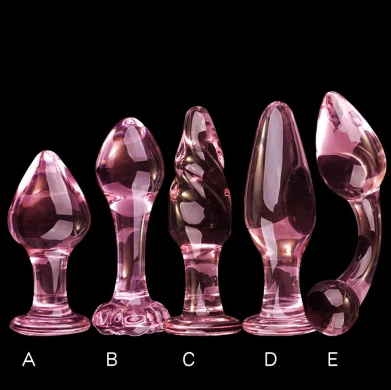 Pink Crystal Glass Anal Plug,Masturbation Prostate Massager Erotic Toys For Couple