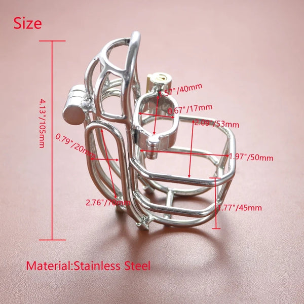 PA Puncture Cock Cage,Chastity Device For Men,Stainless Steel Glans Piercing,Male Chastity Cage