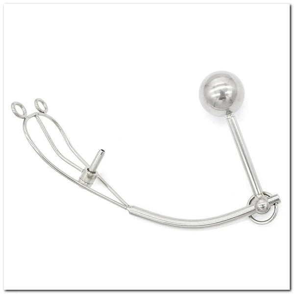 Metal female urethral tube anal plugs chastity lock pants Y-type stainless steel