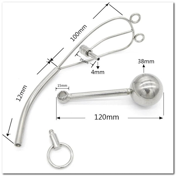 Metal female urethral tube anal plugs chastity lock pants Y-type stainless steel alternative adult toys